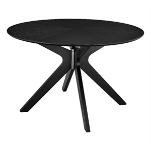 Maklaine 47&quot Round Wood Dining Table in Black Seats 4 People