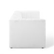 Maklaine Contemporary Channel Tufted Upholstered Fabric Sofa in White