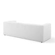 Maklaine Contemporary Channel Tufted Upholstered Fabric Sofa in White