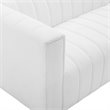 Maklaine Contemporary Channel Tufted Upholstered Fabric Sofa in White