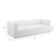 Maklaine Contemporary Channel Tufted Upholstered Fabric Sofa in White