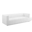 Maklaine Contemporary Channel Tufted Upholstered Fabric Sofa in White