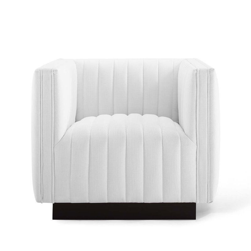 Maklaine Modern Tufted Fabric Upholstered Armchair in Black/White