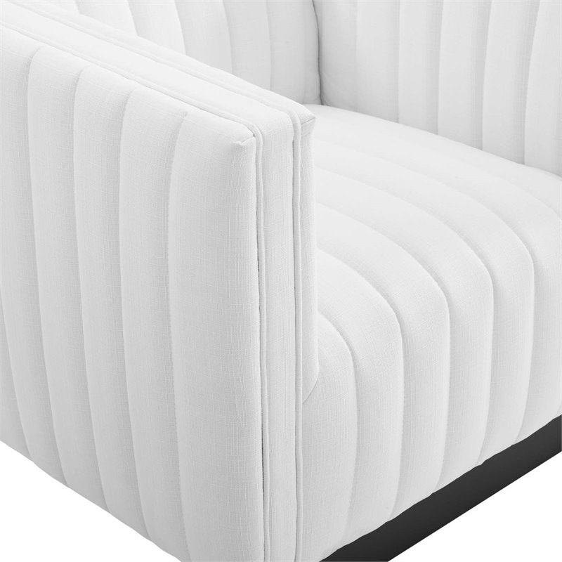 Maklaine Modern Tufted Fabric Upholstered Armchair in Black/White