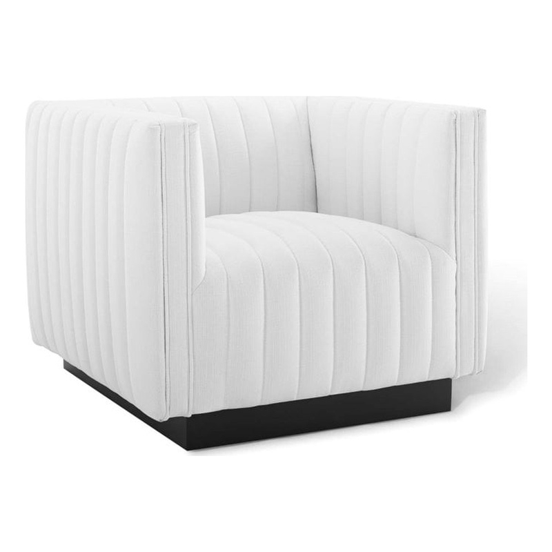 Maklaine Modern Tufted Fabric Upholstered Armchair in Black/White
