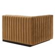 Maklaine Modern Channel Tufted Velvet Left-Arm Chair in Cognac Brown