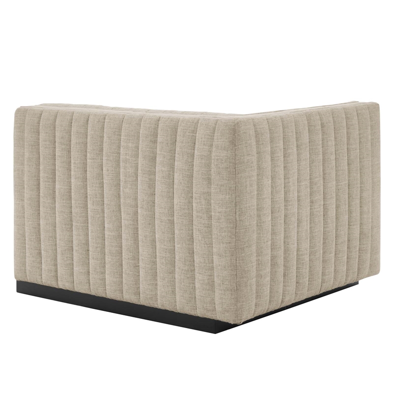 Maklaine Modern Channel Tufted Fabric Left-Arm Chair in Beige