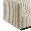 Maklaine Modern Channel Tufted Fabric Left-Arm Chair in Beige