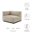 Maklaine Modern Channel Tufted Fabric Left-Arm Chair in Beige