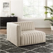 Maklaine Modern Channel Tufted Fabric Left-Arm Chair in Beige