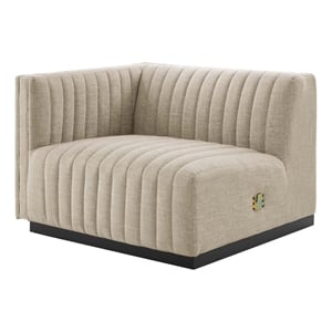 Maklaine Modern Channel Tufted Fabric Left-Arm Chair in Beige
