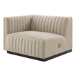 Maklaine Modern Channel Tufted Fabric Left-Arm Chair in Beige