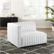 Maklaine Modern Channel Tufted Fabric Left-Arm Chair in White
