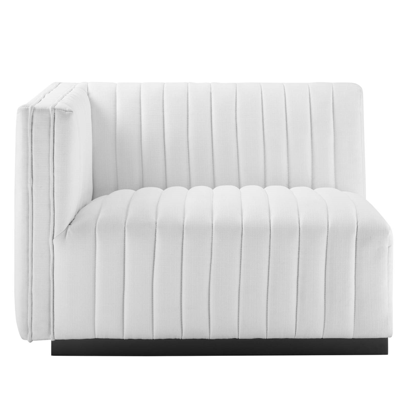 Maklaine Modern Channel Tufted Fabric Left-Arm Chair in White