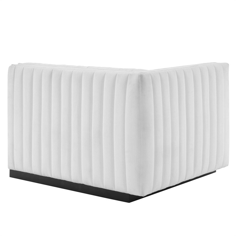 Maklaine Modern Channel Tufted Fabric Left-Arm Chair in White