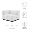 Maklaine Modern Channel Tufted Fabric Left-Arm Chair in White