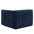 Maklaine Modern Channel Tufted Velvet Right-Arm Chair in Midnight Blue
