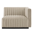 Maklaine Modern Channel Tufted Fabric Right-Arm Chair in Beige