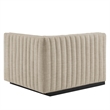 Maklaine Modern Channel Tufted Fabric Right-Arm Chair in Beige
