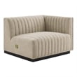 Maklaine Modern Channel Tufted Fabric Right-Arm Chair in Beige