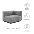 Maklaine Modern Channel Tufted Fabric Right-Arm Chair in Light Gray