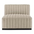 Maklaine Modern Channel Tufted Fabric Armless Chair in Beige/Black