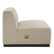 Maklaine Modern Channel Tufted Fabric Armless Chair in Beige/Black