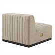 Maklaine Modern Channel Tufted Fabric Armless Chair in Beige/Black