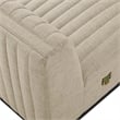 Maklaine Modern Channel Tufted Fabric Armless Chair in Beige/Black