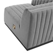 Maklaine Modern Channel Tufted Fabric Left Corner Chair in Gray