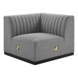Maklaine Modern Channel Tufted Fabric Left Corner Chair in Gray