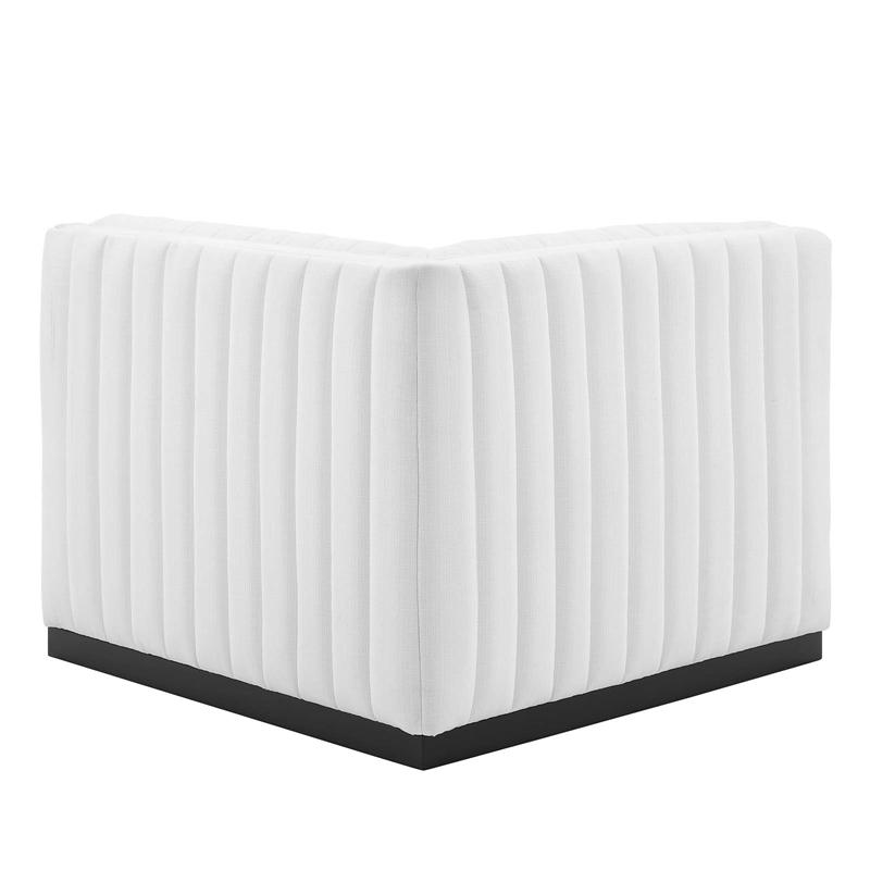 Maklaine Modern Channel Tufted Fabric Left Corner Chair in White