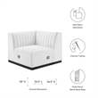 Maklaine Modern Channel Tufted Fabric Left Corner Chair in White
