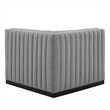 Maklaine Modern Channel Tufted Fabric Right Corner Chair in Gray