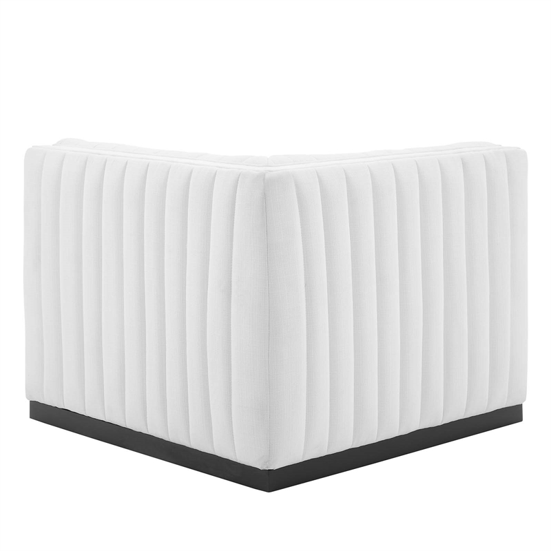 Maklaine Modern Channel Tufted Fabric Right Corner Chair in White
