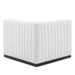 Maklaine Modern Channel Tufted Fabric Right Corner Chair in White
