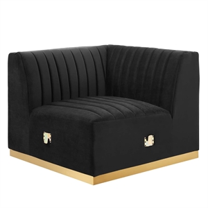 Maklaine Channel Tufted Performance Velvet Right Corner Chair - Gold/Black