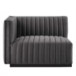 Maklaine Channel Tufted Performance Velvet Sofa in Black/Gray
