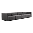 Maklaine 4-Piece Channel Tufted Performance Velvet Sofa in Black/Gray