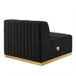 Maklaine Channel Tufted Performance Velvet Armless Chair in Gold/Black