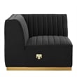 Maklaine Channel Tufted Performance Velvet Left Corner Chair in Gold/Black