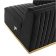 Maklaine Channel Tufted Performance Velvet Left Corner Chair in Gold/Black