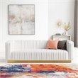 Maklaine Channel Tufted Performance Velvet Living Room Sofa in White