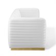 Maklaine Channel Tufted Performance Velvet Living Room Sofa in White