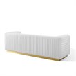 Maklaine Channel Tufted Performance Velvet Living Room Sofa in White