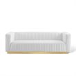 Maklaine Channel Tufted Performance Velvet Living Room Sofa in White