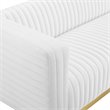 Maklaine Channel Tufted Performance Velvet Living Room Sofa in White