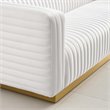 Maklaine Channel Tufted Performance Velvet Living Room Sofa in White