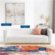 Maklaine Channel Tufted Performance Velvet Living Room Sofa in White