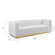 Maklaine Channel Tufted Performance Velvet Living Room Sofa in White